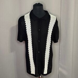 Forever 21 Black and White Textured Men's Shirt Size Large